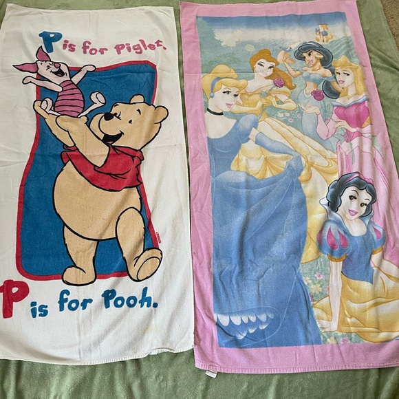 Winnie the Pooh and Disney Princess Characters Beach Towels, Approx. 27”x54/55” - Picture 1 of 7